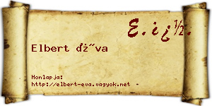 Elbert Éva névjegykártya